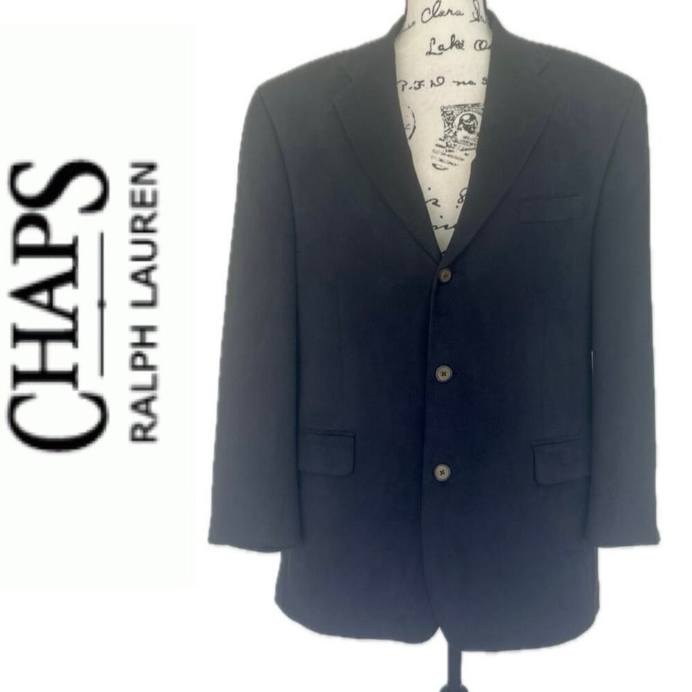 Y2K 90 ‘s CHAPS RALPH LAUREN BLAZER NAVY BLUE MICROSUEDE SZ XL SOPHISTICATED